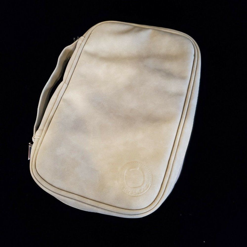 Grey Tan storageLAB Travel Jewelry Organizer Faux Suede Clutch Bag Necklace - Picture 6 of 8